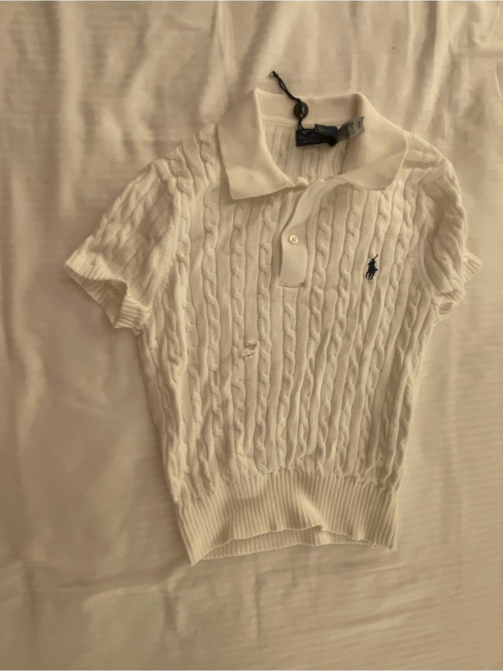 Polo by Ralph Lauren extra small sweater, collared short sleeve cable knit